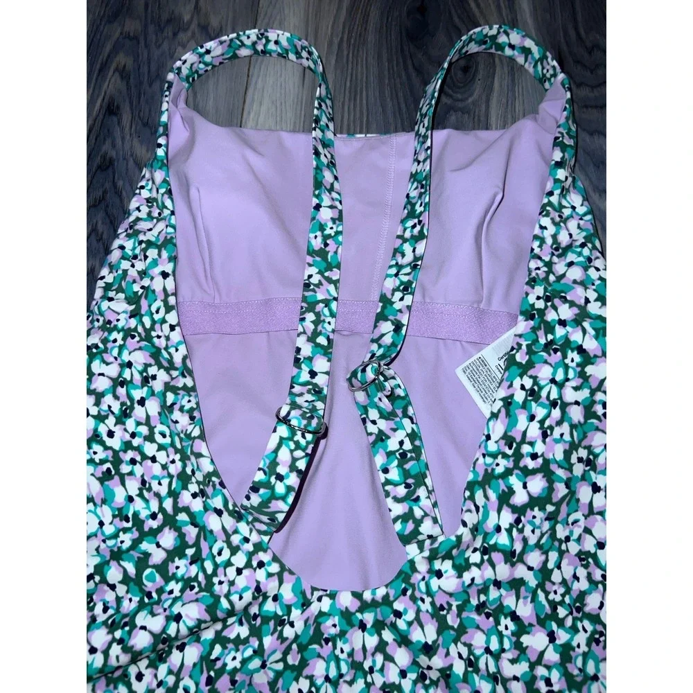Athleta Womens Small Hermosa Ditsy Floral One Piece Flower Swimsuit Purple Lined